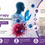 Immunotherapy for cancer showing treatment process, benefits, and eligibility. Medical illustration of cancer immunotherapy and immune system response.