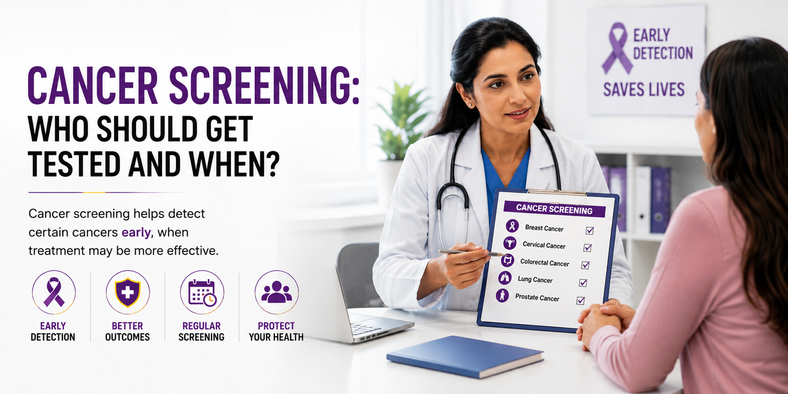 Doctor discussing cancer screening and early cancer detection with a patient