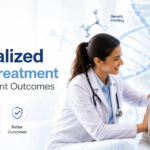 Personalized cancer treatment consultation with a doctor discussing precision oncology and patient outcomes