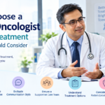 Doctor explaining cancer treatment steps and personalised treatment planning to a patient after diagnosis.